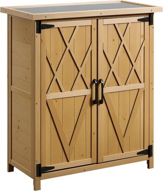 OEM Armario De Jard&iacute;n 0,24 M&sup2; 75x40x90 Cm Con 4 Estantes Y Techo De Galvanizado Para Almacenamiento De Herramientas Natural