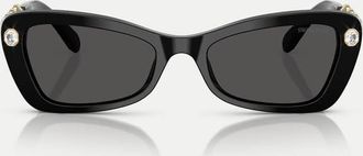 Swarovski Occhiali da sole irregolari neri con lenti grigie-Nero