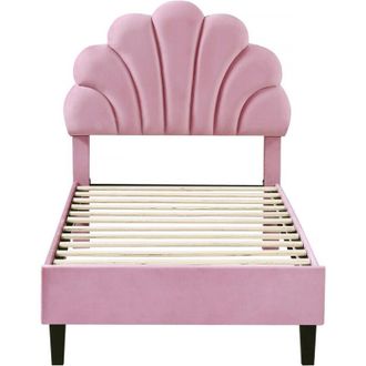 Habitat et Jardin Letto a conchiglia in velluto Manon - 90 x 190 cm - Rosa