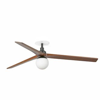 Netlighting Klim Recessed Large LED Ceiling Fan Matt Black Dark Walnut Blades