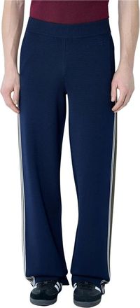 Wales Bonner Wales Bonner, Broeken, Heren, Blauw, M, Rayon, Gestreepte Gebreide Trainingsbroek