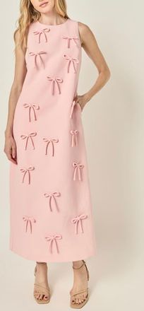 English Factory Bow Embellished Sleeveless A-Line Dress in Pink at Nordstrom, Size X-Small