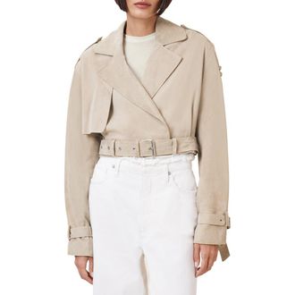 AllSaints Ophelia Suede Jacket in Silver Birch Grey at Nordstrom Rack, Size Large