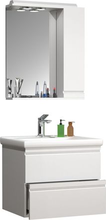 ebuy24 Ebuy24 - Vcm 3 Pcs Lavabo Armario Inferior Lavabo 60 Cm Juego De Muebles De Ba&ntilde;o Con Lavabo De Cer&aacute;mica Cajones Sin Asa Gabinete De Espejo Conjunto Co