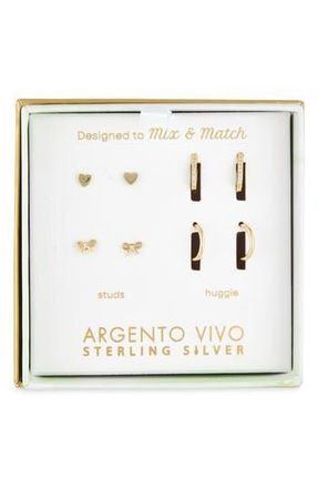 Argento Vivo Pack of Four Assorted Stud & Hoop Earrings in Gold at Nordstrom Rack
