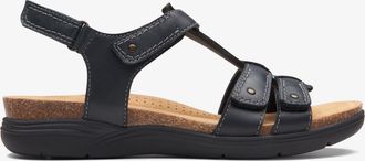 Clarks April Cove Zwarte Leren Sandalen