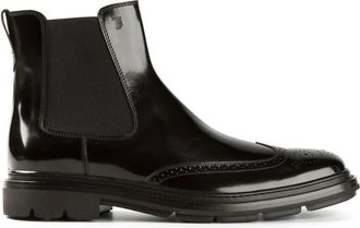 Tod's brogue detailing Chelsea boots - Zwart