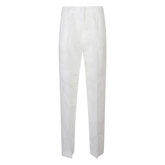 Actualee Straight Trousers, female, Beige, Size: XS Pleated Linen Trousers