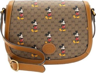 Gucci Beige Micro Gg Canvas X Disney Mickey Mouse Small Flap Shoulder Bag (Authentic Pre-Loved)