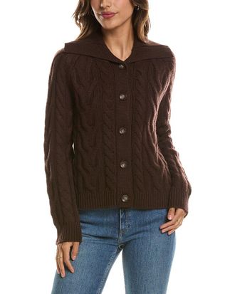 Fort&eacute; Cashmere Luxe Cable Wool & Cashmere-Blend Cardigan