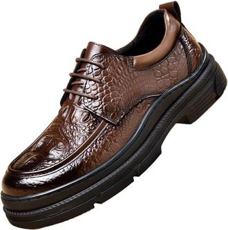 Generic Mens Broad Toe Oxford Shoes Full Grain Leather Business Formal Shoes Slip Resistant Rubber Sole Dress Shoes Versatile Work Shoes for Men(Brown,8.5)