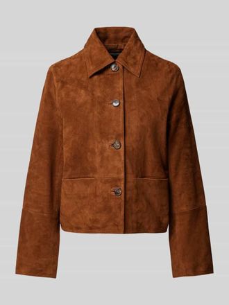 Zadig&Voltaire Jacke in Leder-Optik mit Eingrifftaschen Modell LESSA in Cognac, Größe XS