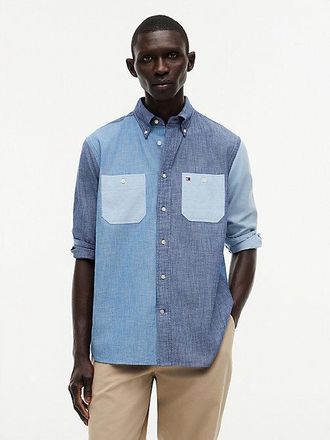 Tommy Hilfiger Relaxed Fit Colour-Blocked Chambray Shirt