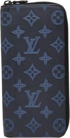 Louis Vuitton Navy Leather Long Wallet (Bi-Fold) (Pre-Owned)
