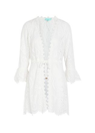 Melissa Odabash Naia Lace Cover-up Mini Dress - White - S (UK8-10 / S)