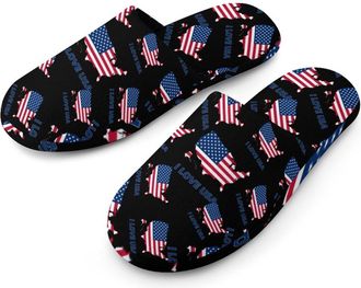 Generic I Love U.S.A Mens Flannel Slipper Soft Comfy House Shoes Non Slip Winter Warm Indoor Outdoor Slippers