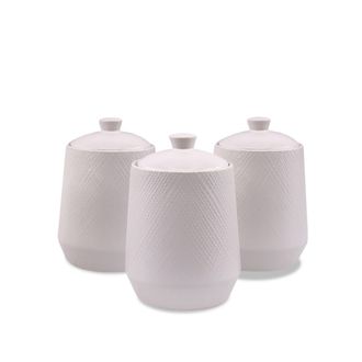 Maestro Juego De 3 Recipientes De Cer&aacute;mica Para Caf&eacute;, T&eacute; Y Az&uacute;car Maestro Blanco Mr-20002-03cs