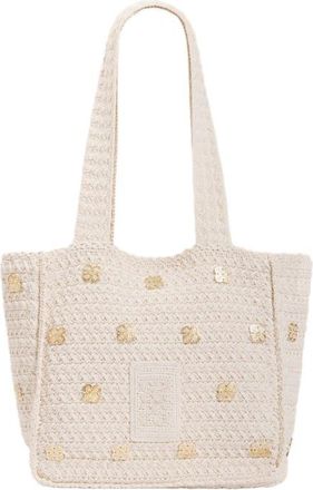 Sandro Crochet bag with tassels in Ecru at Nordstrom, Size Medium