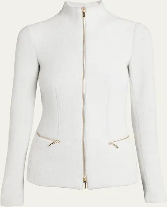 Giorgio Armani Cashmere-Blend Zip-Up Knit Jacket
