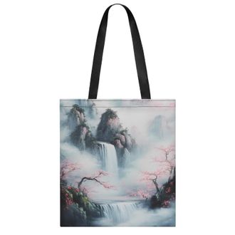 Generic Mountains Flowers Waterfall Womens Tote Casual Shopping Bag Lightweight Shoulder Bags Hobos Handbag for Work Travel Daily 35x40cm