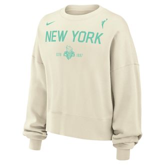 Nike New York Liberty Phoenix Fleece Nike Womens WNBA Crew-Neck Sweatshirt in White | W33302WNYL-SAI