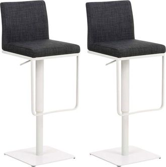 Clp Lote De 2 Taburetes De Bar Funda De Tela Panam&aacute; Gris Oscuro Blanco