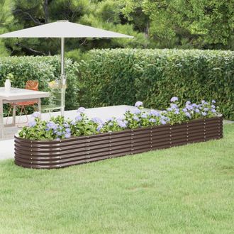 vidaXL Vidaxl - Jardinera Arriate Acero Galvanizado Marr&oacute;n 368x80x36 Cm