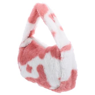 Generic Plush Lady Cow Shoulder Bag Crossbody Handbag Soft Pink Cute Daily WomenS Tote Bag