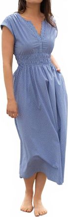 Marea Clara Midi Dress In Blue And White Pinstripe
