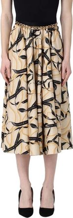 Elisabetta Franchi Chain-Print Midi Rok - Dames - Midirokken - Veelkleurig - S - Katoen - Rokken