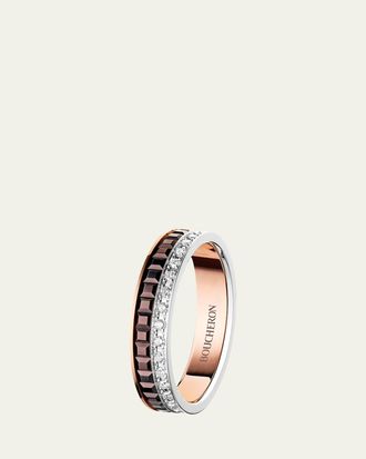 Boucheron Quatre Classique Ring in Tricolor Gold with Brown PVD and Diamonds