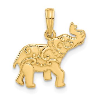 Diamond2Deal 14k Yellow Gold Polished Fancy Elephant Charm Pendant