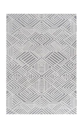 Jonathan Y Designs Jordan High-Low Pile Art Deco Geometric Indoor/Outdoor Area Rug in White/black at Nordstrom, Size 5Ft 0In X 8Ft 0In