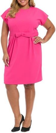 London Times Short Sleeve Bow Waist Sheath Dress in Lilac Rose at Nordstrom Rack, Size 22W