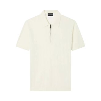 Emporio Armani Polo Shirts, male, White, Size: 2XL Zip Polo