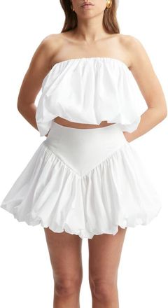 Bardot Lissett Cotton Poplin Strapless Balloon Top in Orchid White at Nordstrom, Size 6