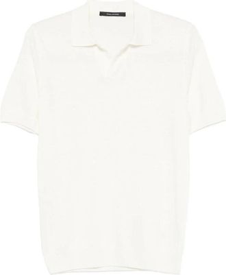 Tagliatore Keith Gebreide Poloshirt - Heren - Polos - Wit - L - Katoen - Tops