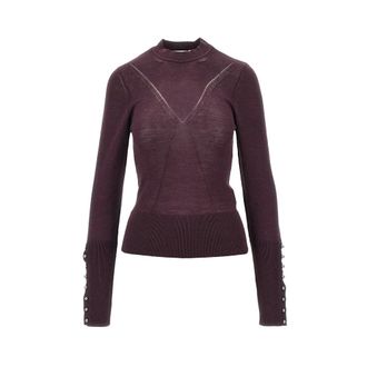 Paco Rabanne Su&eacute;ter de mezcla de seda y lana merino - Knitwear - Mujer - P&uacute;rpura - M