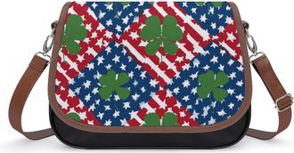 Generic Four Leaf1 Clover U.S. Flag Fashion Womens Crossbody Bags Novelty Handbag Shoulder Bag Purse