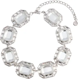 Self Portrait Silver Silver Crystal Zirconia Coated Brass Necklace