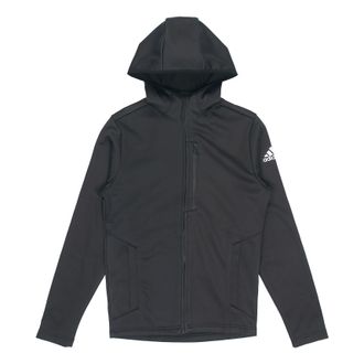 adidas Perfom Fl Jkt logo Printing Fleece Stay Warm Woven Sports Hooded Jacket Black GV3515