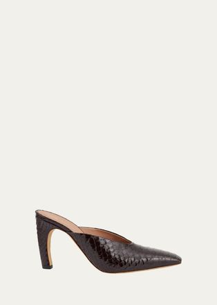 Malone Souliers Rowe 90MM Croc-Embossed Leather Mules