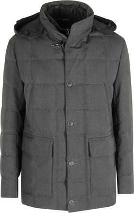 Fay New Piumino Capp Staccabile - Heren - Winterjassen - Grijs - S - Leer - Jassen