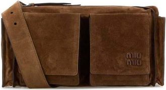 Miu Miu Brown Suede Utilitaire Crossbody Bag Cacao Borse A Tracolla