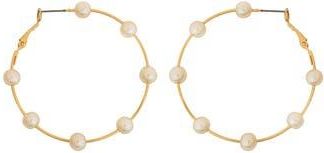 Panacea Faux Pearl Station Hoop Earrings in White at Nordstrom Rack