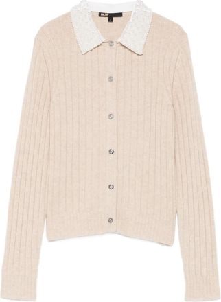 Maje Vest met kralenkraag - Beige