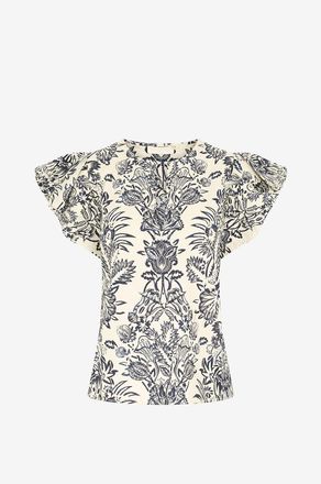 Ulla Johnson Top mit V-Ausschnitt und Volant-&Auml;rmeln aus Baumwolle Severine