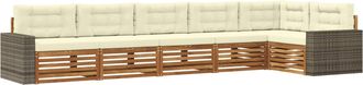 vidaXL Conjunto De Sof&aacute;s De Exterior 6 Uds. Natural Y Crema Poli&eacute;ster Vidaxl