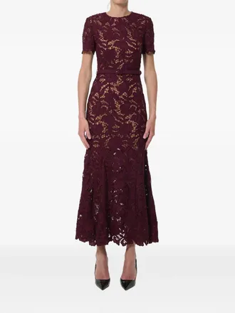 Self Portrait Burgundy Lace Midi Dress