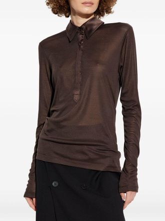 Tom Ford Womens Silk Polo Shirt - Brown - Size EU 36 (Womens)